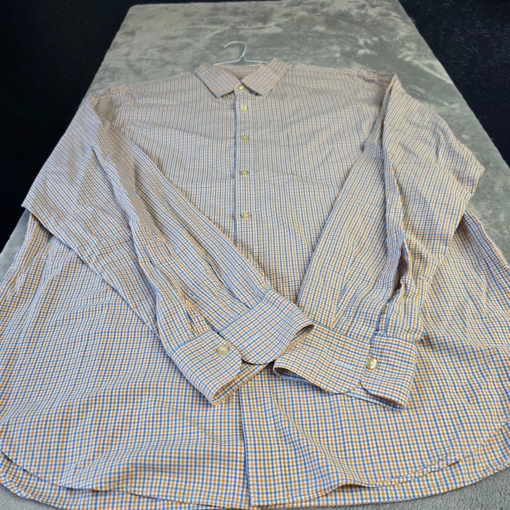 Men's J.Crew Orange/Blue Plaid Button Up Long Sleeve XL
